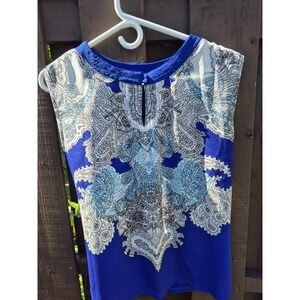 Women's Sleeveless Blouse Blue  Top Shirt Size XS New York Company EUC